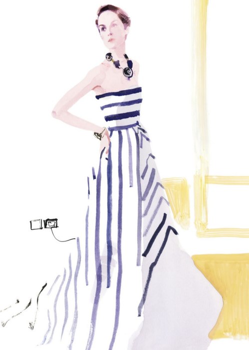 Michelle Dockery aka Lady Mary painted by Claridges' in house illustrator David Downton
